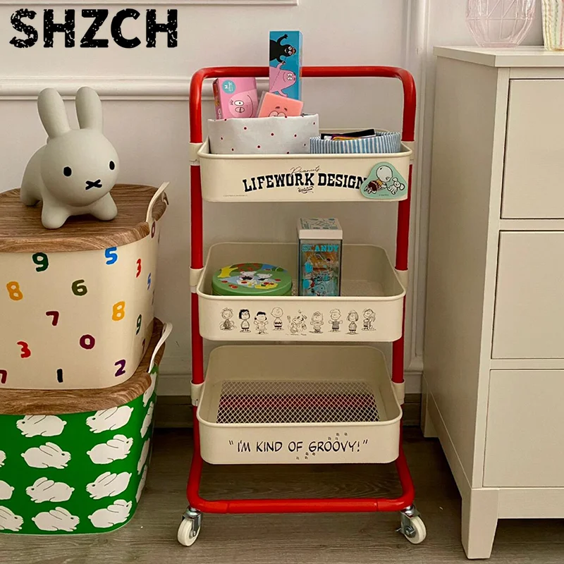 Mobile Storage Cart - Multilayer Rolling Shelf for Bedroom/Living Room (Snack Organizer, Heavy-Duty, Space-Saving, Easy Move