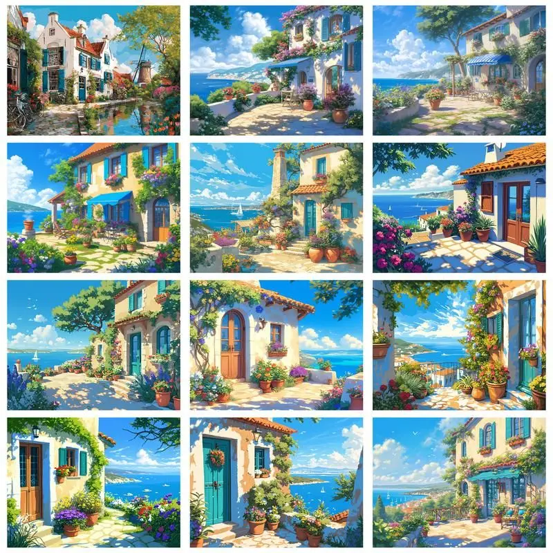 

CHENISTORY Pictures By Number House Kits DIY Home Decoration Painting By Numbers Sea Drawing On Canvas HandPainted Art Gift