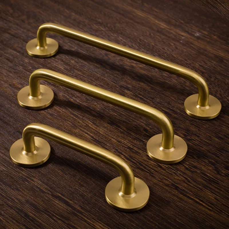Light Luxury Retro Cabinet Pulls Solid Copper Material Cabinet Handle Simple Style Drawer Pull Double Hole Smooth Long Handle
