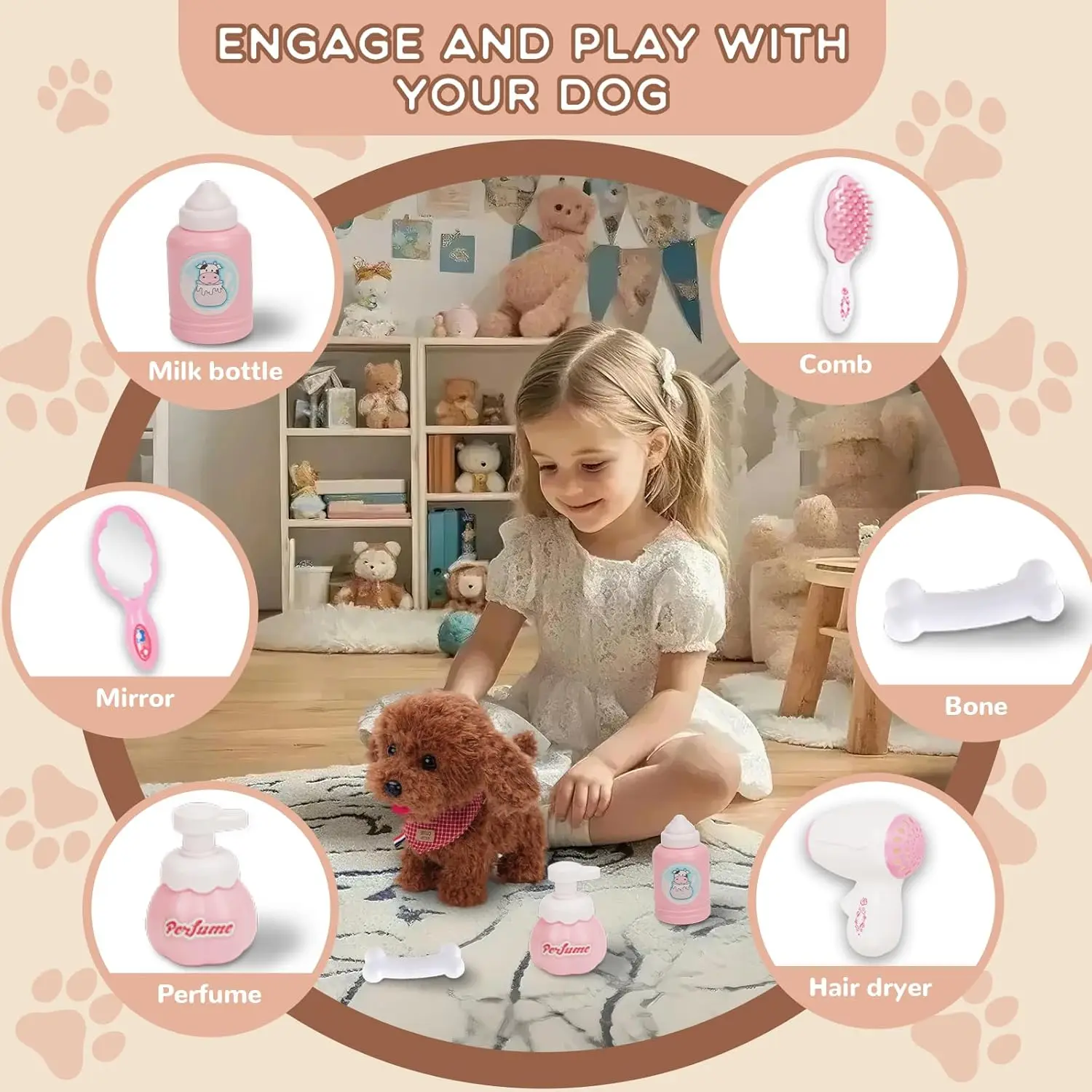 Interactive Electronic Puppy Toys for Kids, Walking Dog Toy with Leash, Remote Control, for Girls and Boys Aged 3+,birthday gift