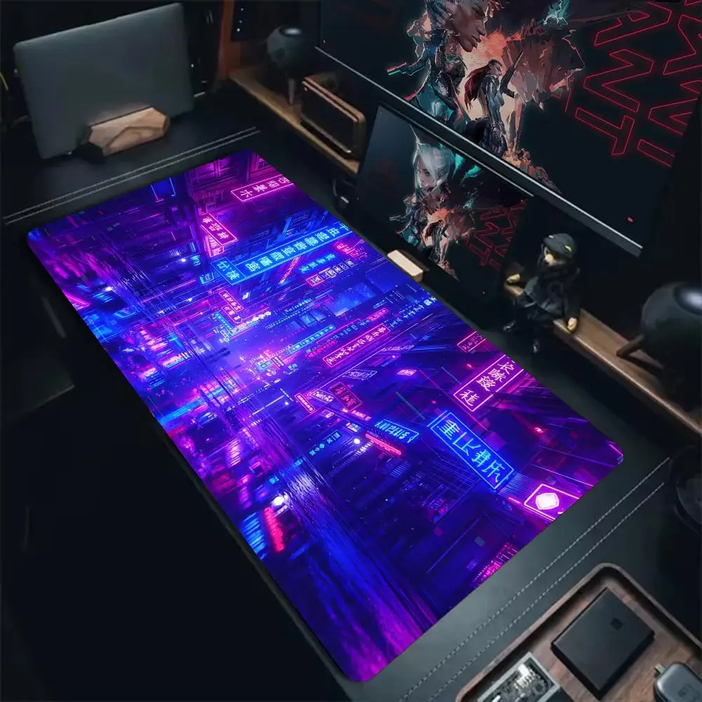 Psychedelic Rainy City Night Mouse Pad Desk Mat Large Computer Office Carpet Mousepad Gamer Gaming PC Accessories Keyboard Rug