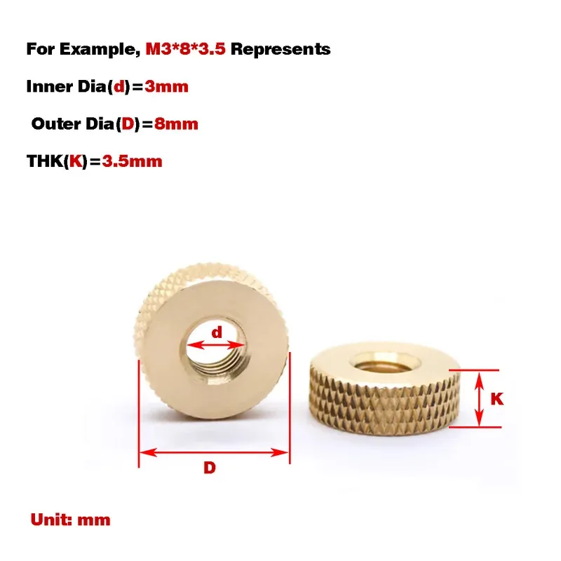 Brass Knurled Thumb Nut with Anti Slip Design for Frequent Manual Adjustment and Secure Fastening M3 M4 M5 M6 M8