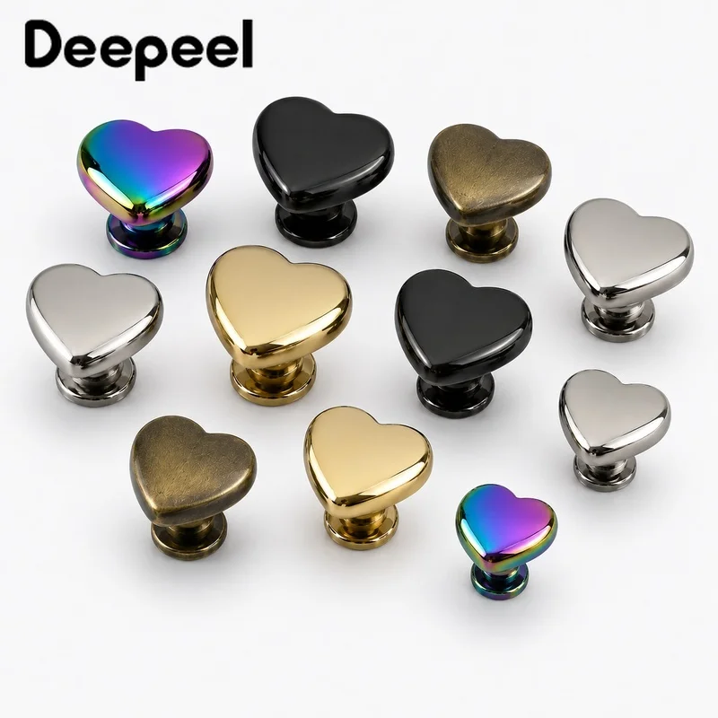 10/30P 8-14mm Heart Metal Screwback Stud Rivet Nail Buckle for Wallet Garment Belt Clasp Decor Pet Collar DIY Hardware Accessory