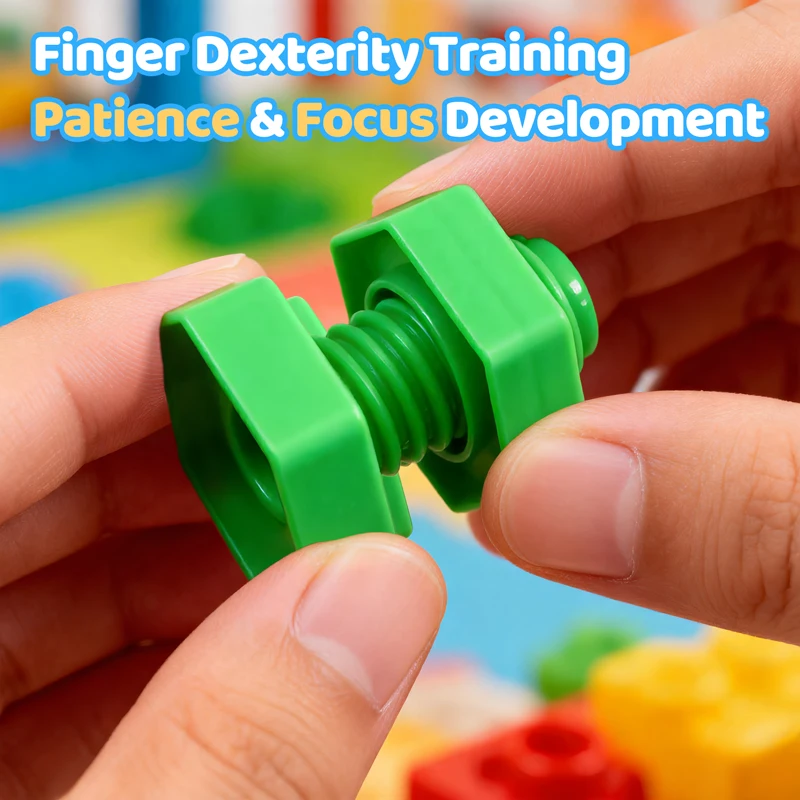 10/20 Pairs Screw Building Blocks Plastic Insert Blocks Nut Shape Toys for Children Shape Matching Montessori Educational Toys