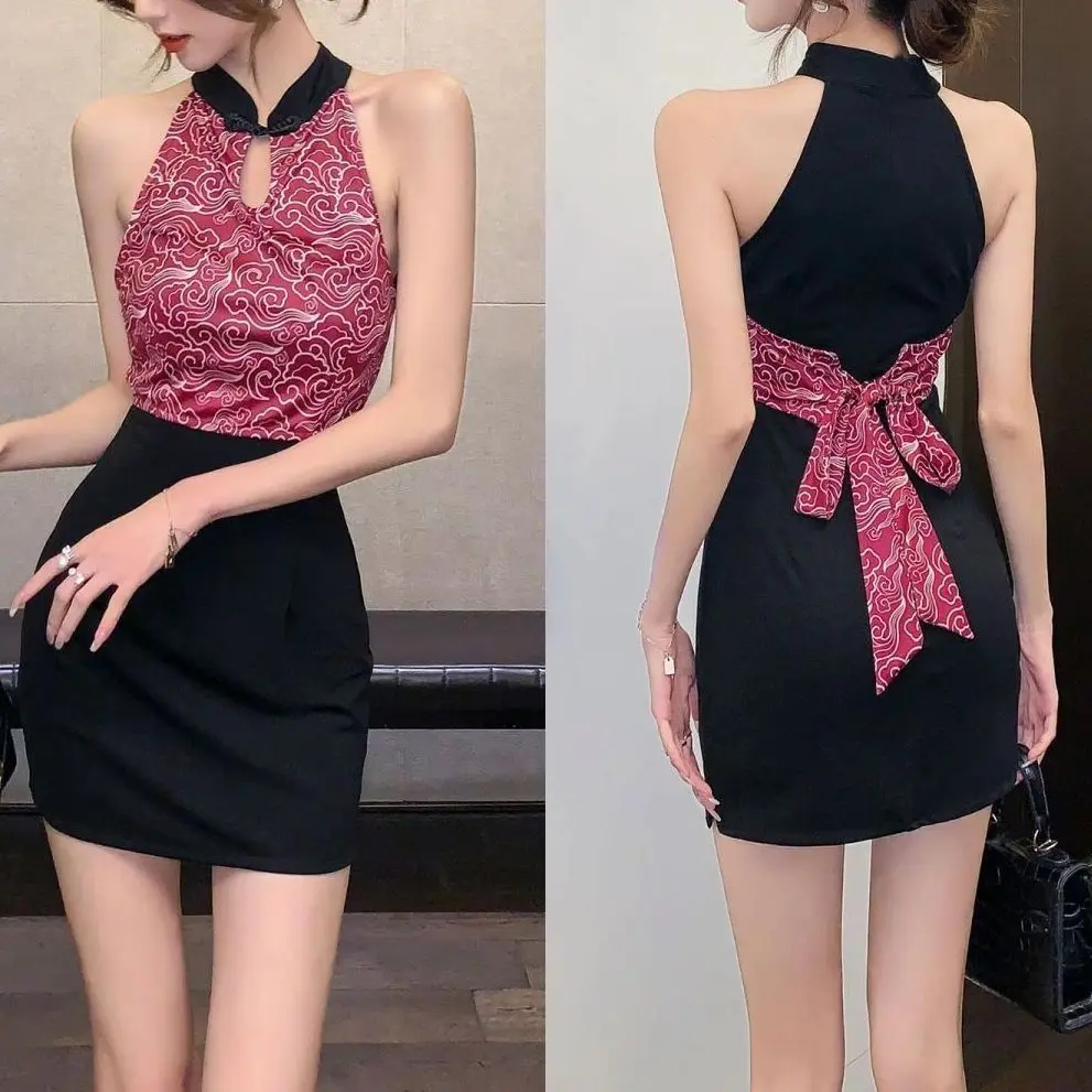 4XL Sexy Streetwear Blouses Buns Chinese Style Women Backless Shirts Lady Fashion Sleeveless Summer Blusas Tops G2853