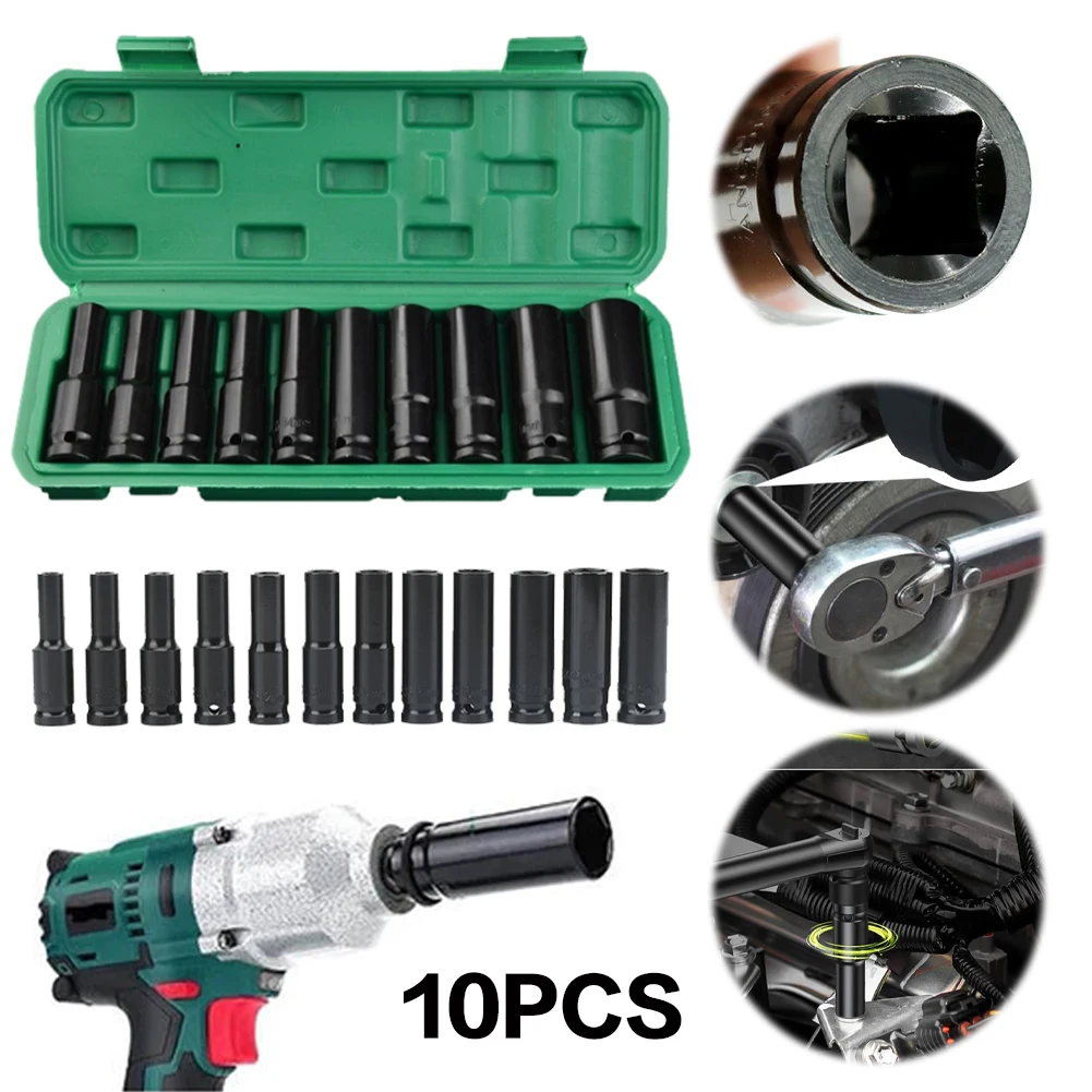 1/2 Inch Extended Electric Wrench Socket Set Impact Socket Set Hexagonal Hex Socket Set 8-24mm /8-32mm Air Pneumatic Repair Tool