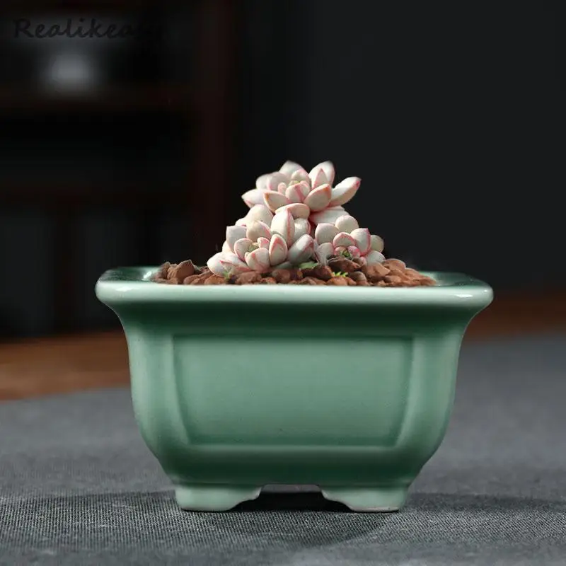 New Arrival Household Ceramic Flower Pots Table Bonsai Green Succulent Plants Flower Pots Desktop Decorational For Garden LB552
