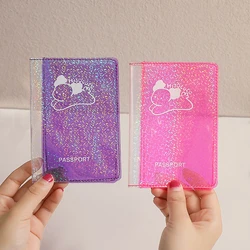 Cartoon Transparent Starlight Passport Holder Women Travel Ticket ID Credit Card Holder Translucent Color Laser Passport Cover