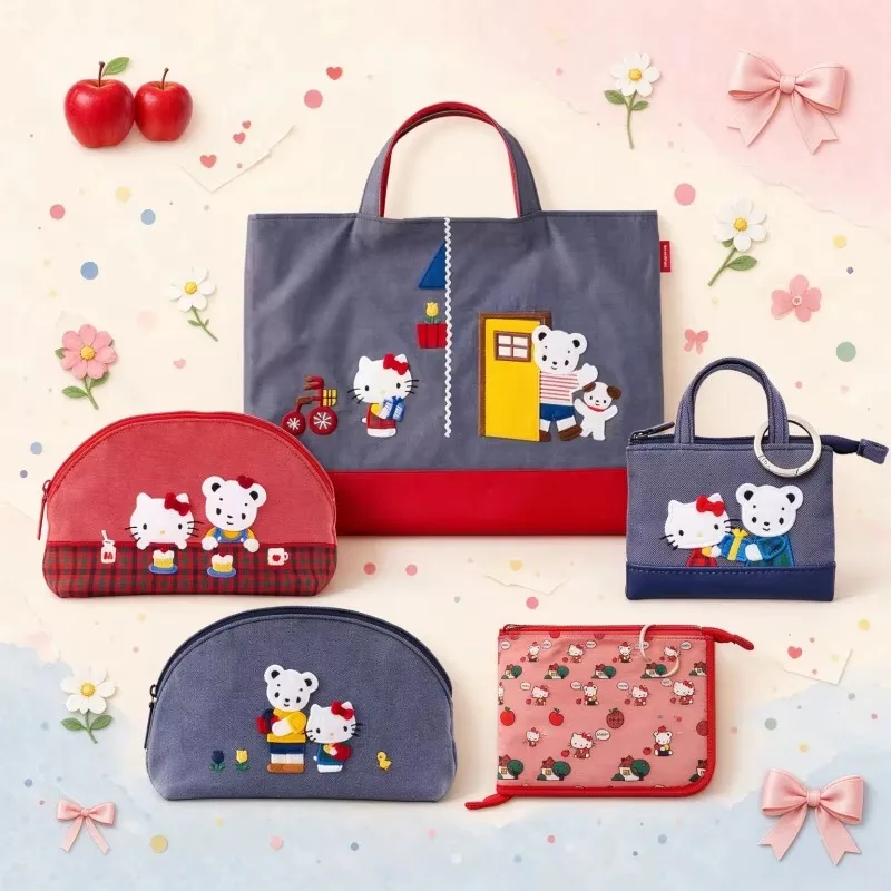 Cute Bear Cat Print Parent Child Coin Purse Co-branded Japanese Hand Pouch Cosmetic Earphone Storage Bag Portable Organizer