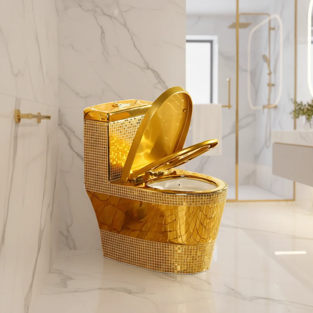 Gold Toilet S Trap Western Bathroom Ceramic Luxury Wc Toilet 2015 One Piece Modern Round Hotel P-trap Egg Shaped Toilets 3 Years