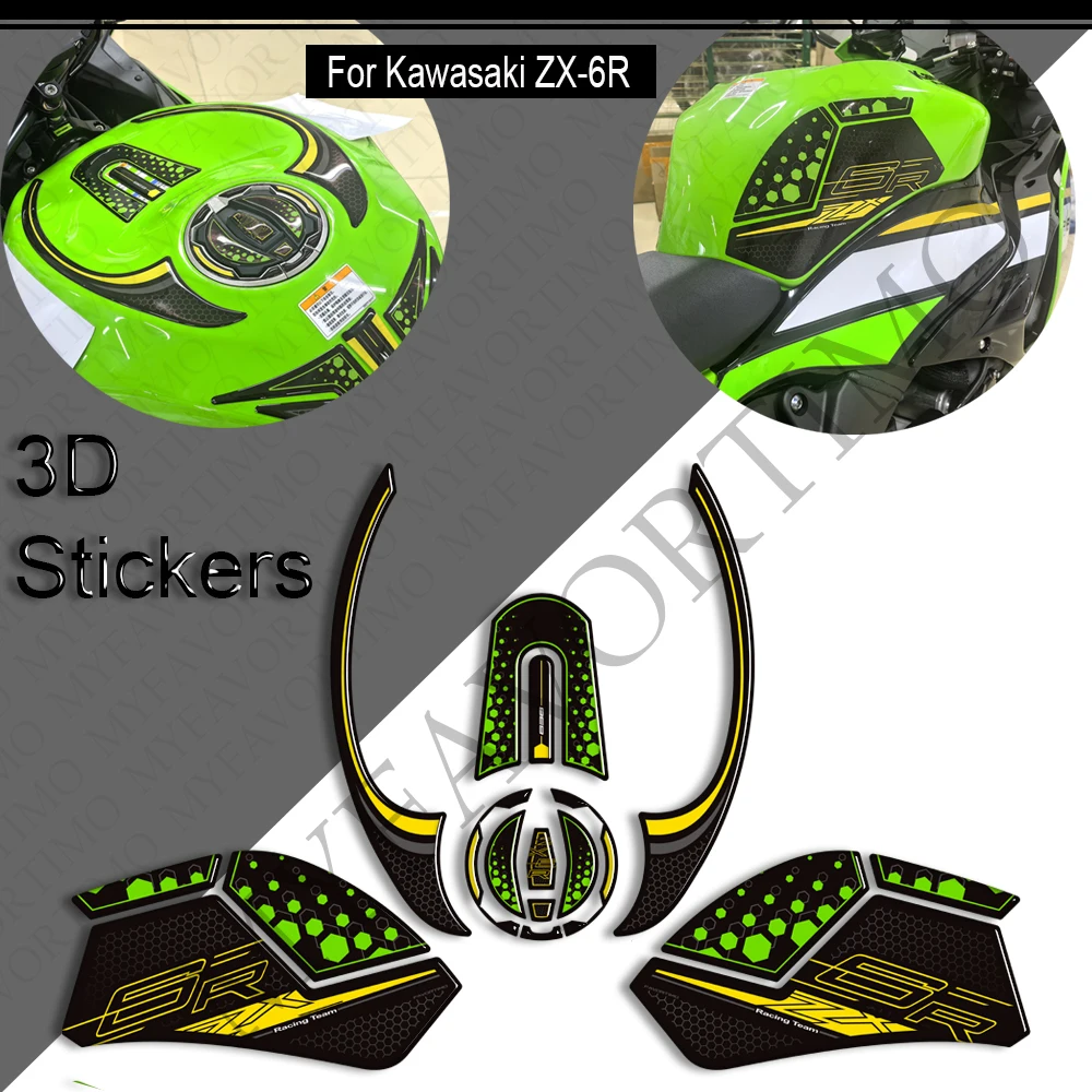 

For kawasaki Ninja ZX-6R ZX6R ZX - 6R Motorcycl Tank Pad Gas Fuel Oil Cap Protector Front Face Fairing Fender 3D Stickers Decal