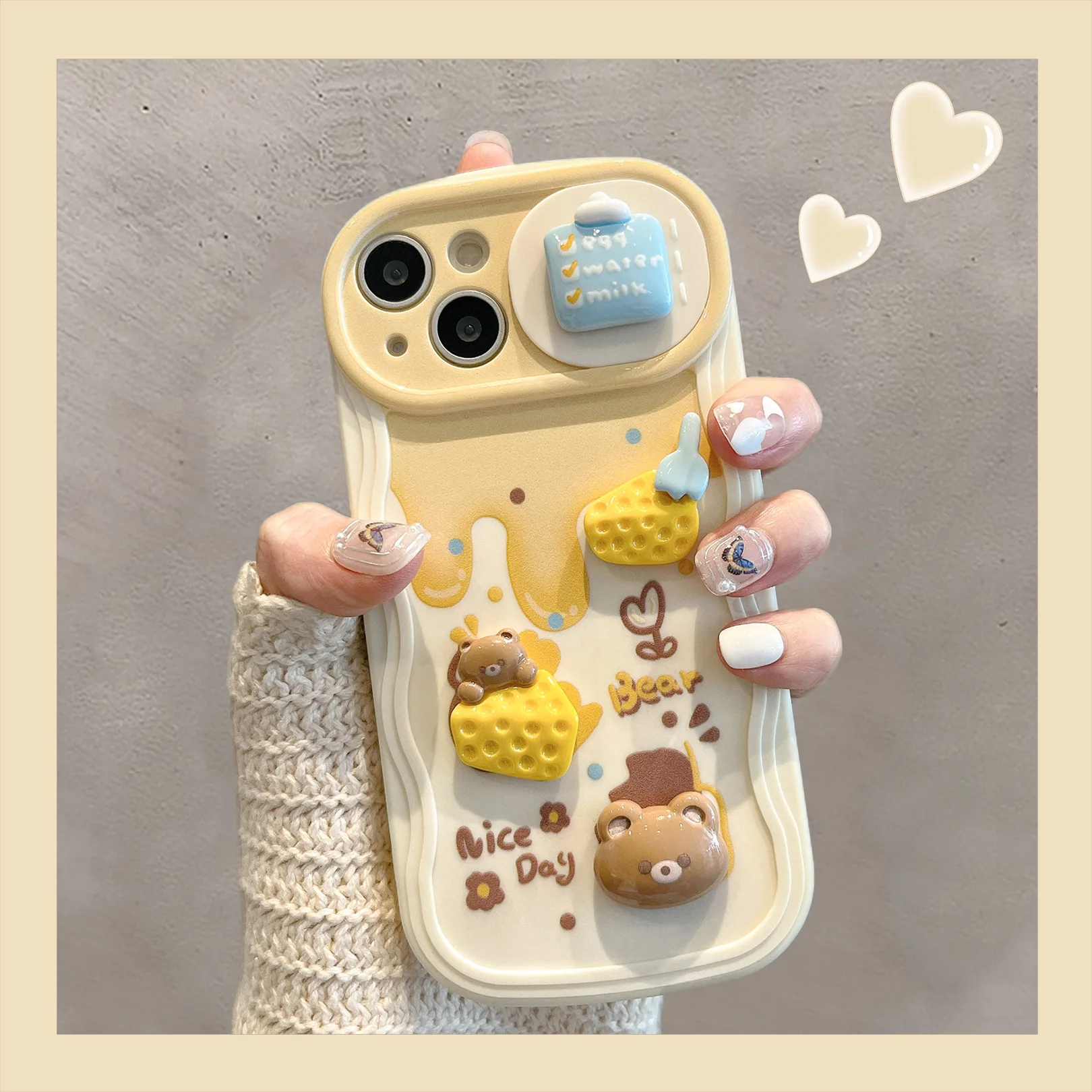 Cheese cheese bear sliding window for apple 16promax mobile phone case iphone15 cute 11 soft case 14
