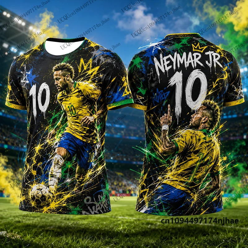 2026 New Brazil Special Neymar 10 Print Soccer Jersey For Men‘s T-shirt Summer Quick-Drying Sports Tees Casual Kids/Adult Tops - view 4