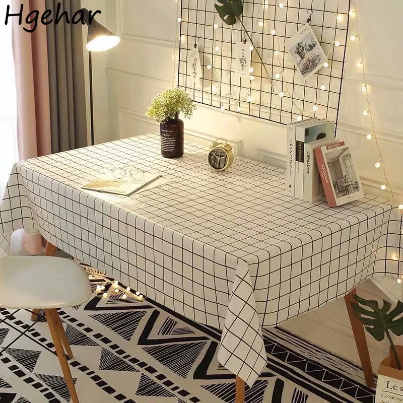 Nordic Plaid Table Cloth PVC Waterproof Oilproof Dining cloth Kitchen Decorative Rectangular Coffee Party  Cover Map