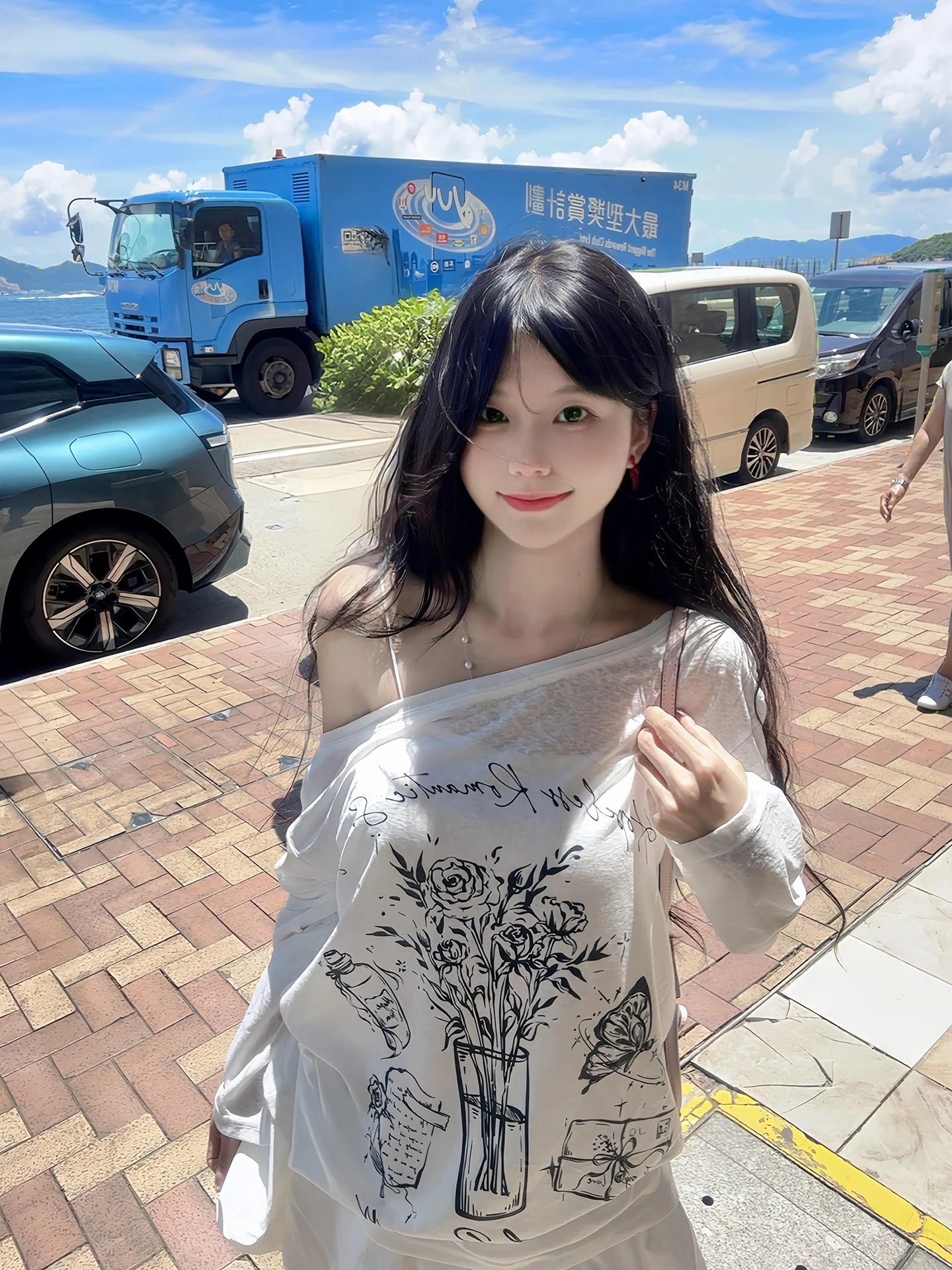 

American Style Long Sleeve Printed Loose Women's T-shirt Summer Slimming Sexy Sun Protection Cover up Base Shirt
