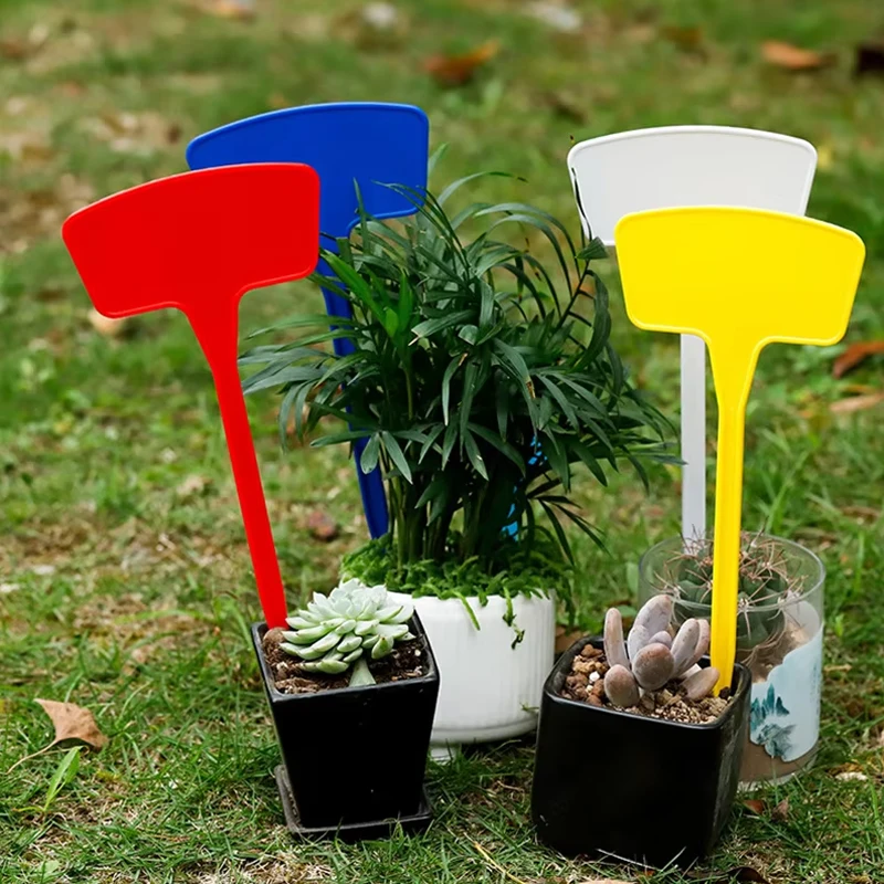 30pcs T-Type Plant Label Markers Waterproof PVC Garden Plants Classification Sorting Sign Tags Plant Nursery Markers Label