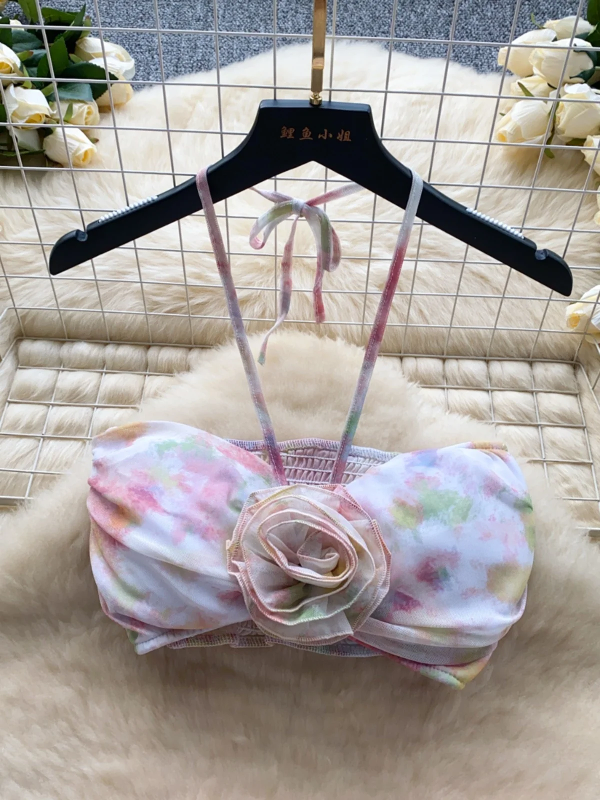 

Vaion Aosphere Women's Set Ne Hanging Strap Vest + Split Drifting Belt f Skirt Faionable Summer Outfit