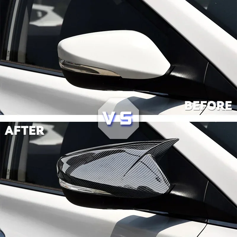For Hyundai Elantra 2012-2018  Rearview Mirror Protective shell Chrome Carbon Fiber Decorative Horn Cover Exterior