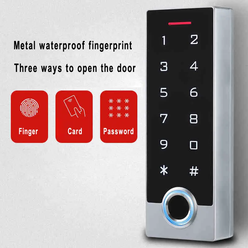 Rfid Access Control Touch Keypad Card Reader Metal Shell Rainproof Anti-Hit 200 Fingers / 10000 Card Users