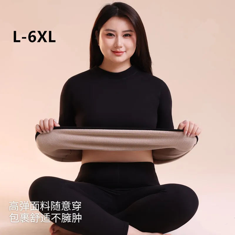 Autumn Winter New Arrival Plus Size Thermal Underwear For Women Nightwear Home Suit Thick Fleece Double Lining Warm Pajamas Set