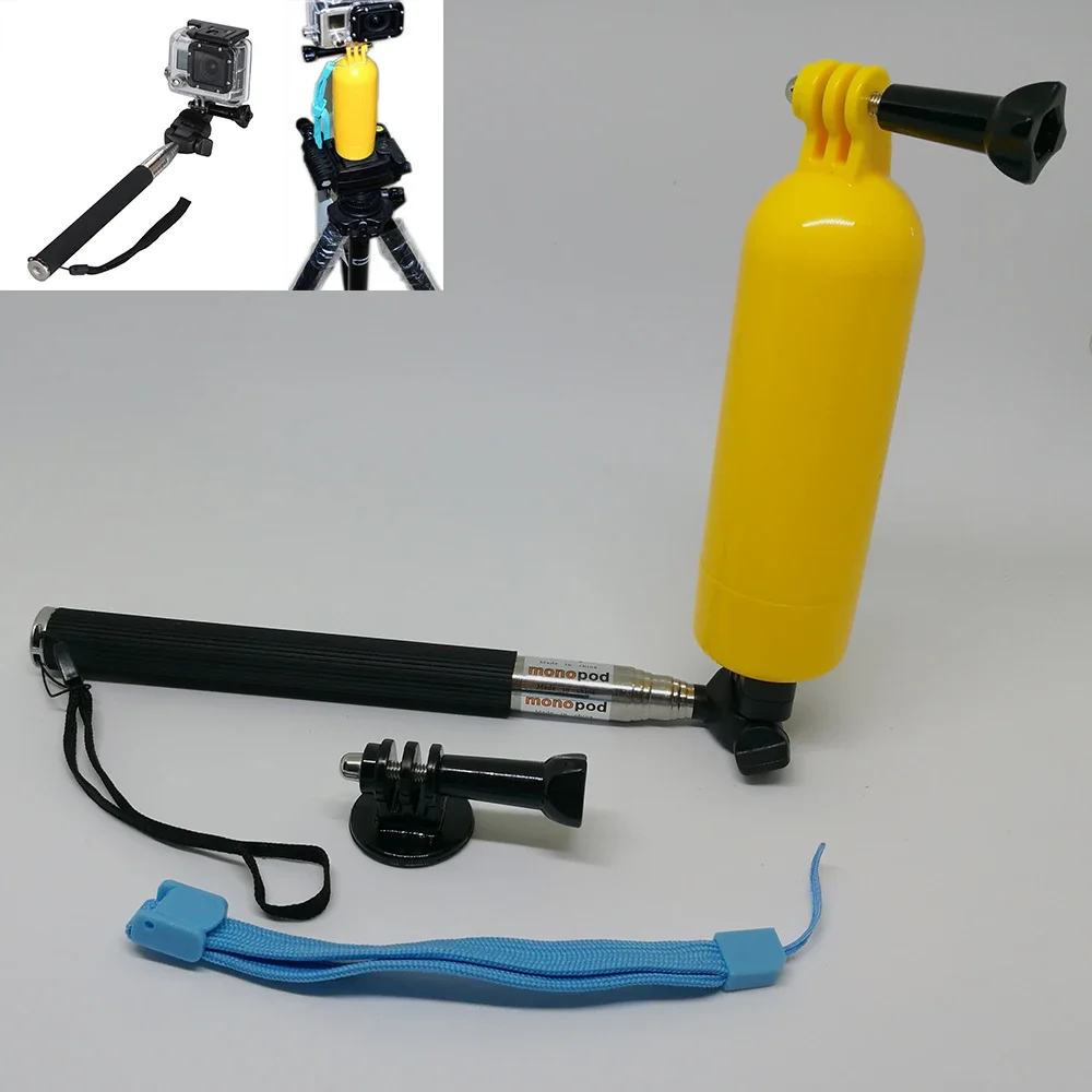 5 in 1 for GoPro Accessories kit Selfi Stick Monopod + Floating Bobber Tripod Mount+ adapter Black for Go pro Hero 10 9 8 7 6 5