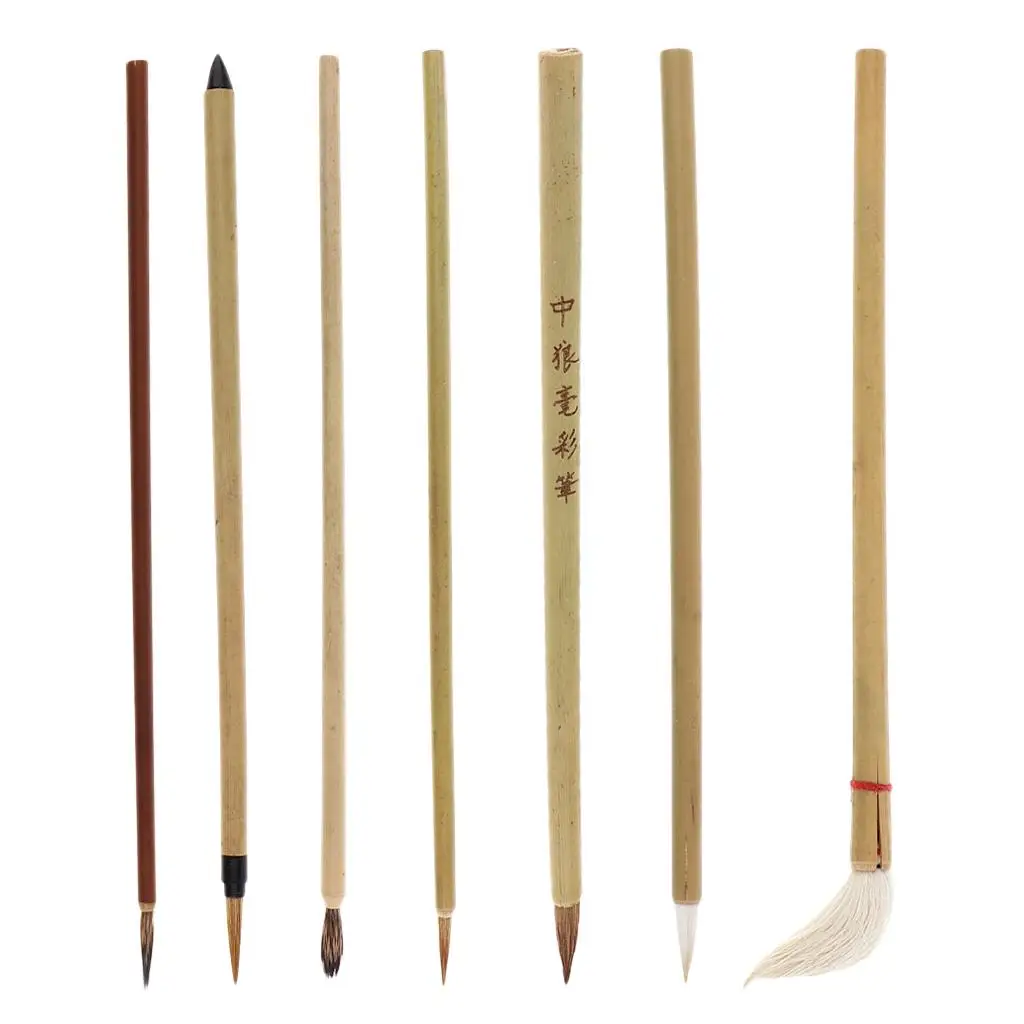 Chinese Calligraphy Brush Set for Sumi Painting Writing Kanji Drawing Tool with Natural Bamboo Handle for Art Beginners and Kids