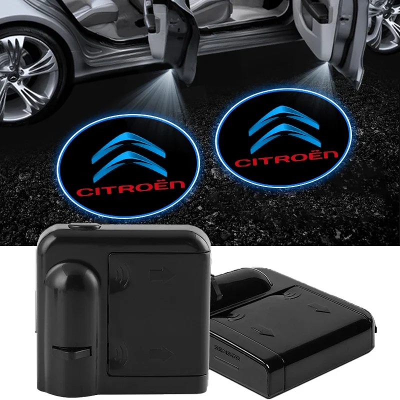 2Pcs Car LED Decorative Door Light Welcome Projector Lamp For Citroen C4 C3 Aircross C5 Aircross C1 DS5 Berlingo Jumper ZX Xsara