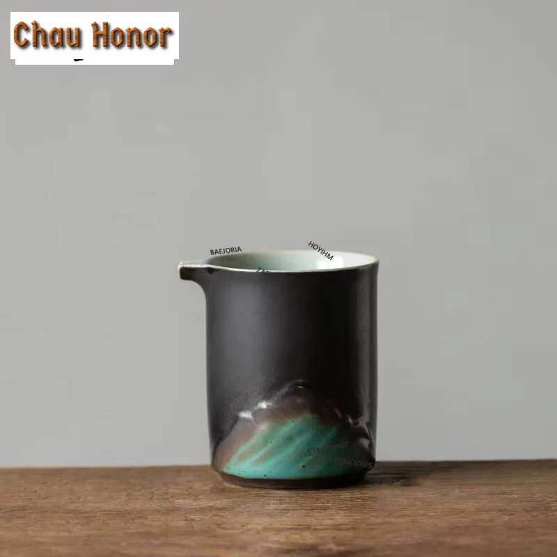 200ml Black Pottery Cha Hai Kiln Tea Pitcher Elegant Sharing Pot Serving Cup Household Justice Cups Tea Services Gift Supplies