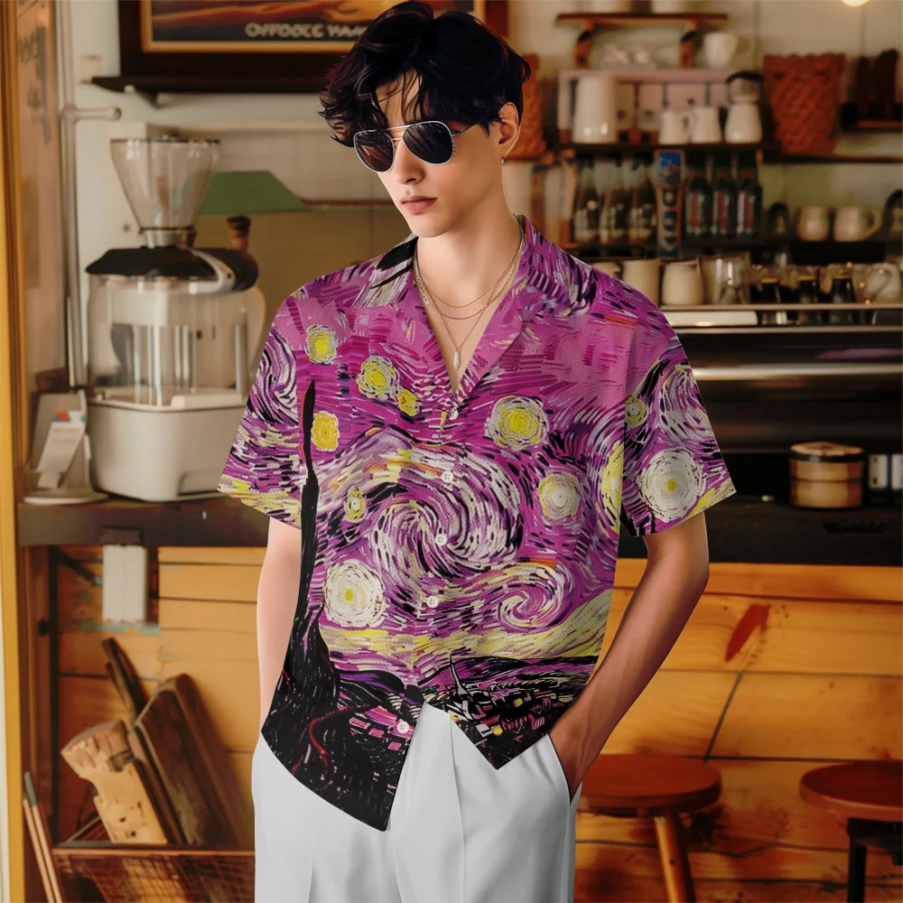 หินอ่อนหรูหราฮาวายท่องชายเสื้อ 3D พิมพ์ลําลองแขนสั้นเสื้อปุ่ม Tops ขนาดใหญ่ Unisex เสื้อผ้า