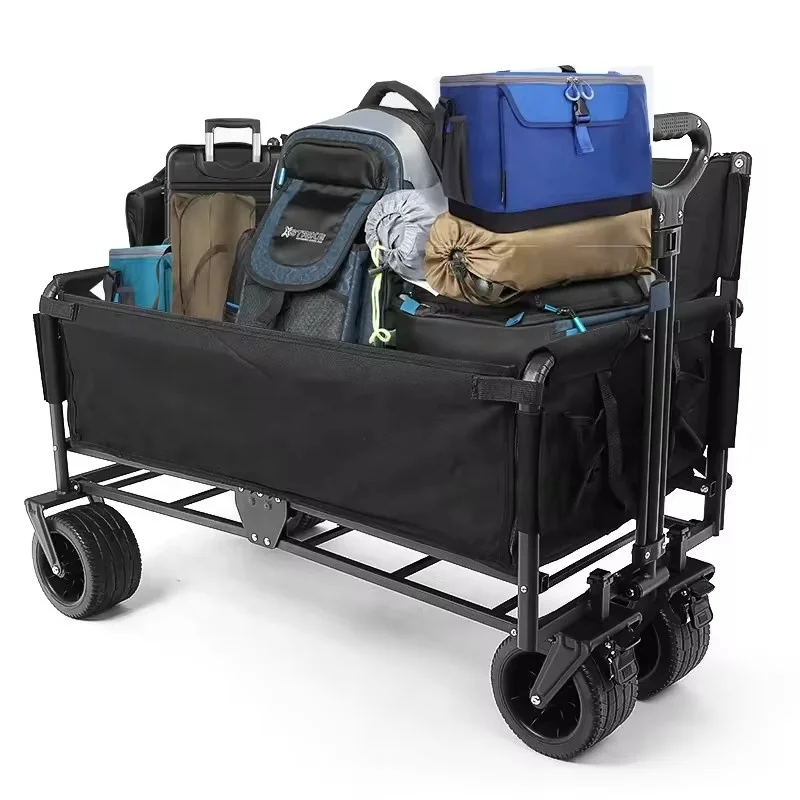 

Сверхмощная тележка для кемпинга с несколькими карманами, складной диван-тележка OEM, настраиваемые закрытые тормоза, складная ткань Оксфорд для многократного использования