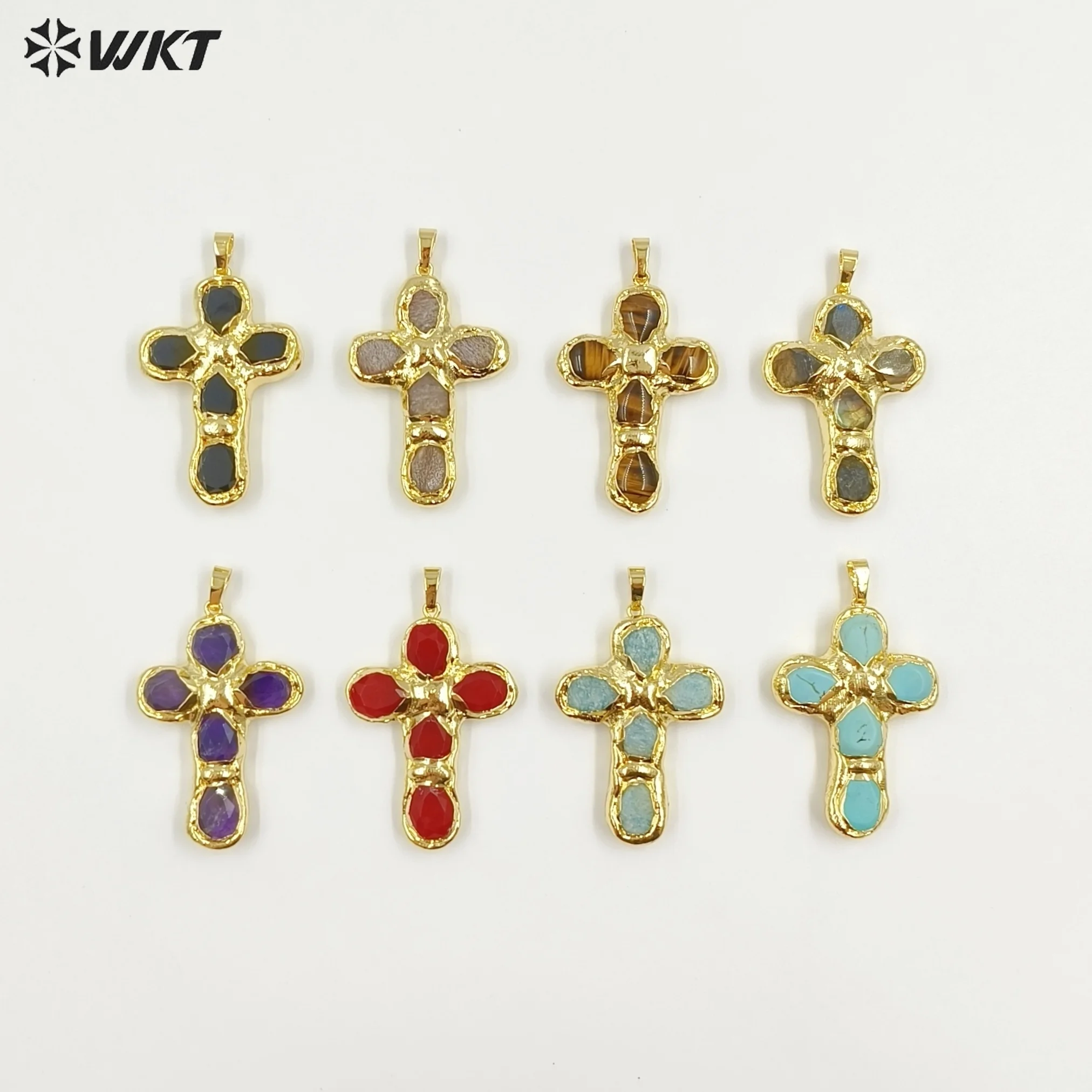 WT-P2045 5PCS Wonderful Exotic Shining Gemstone Pendant With 18K Real Gold Plated For Women Decoration