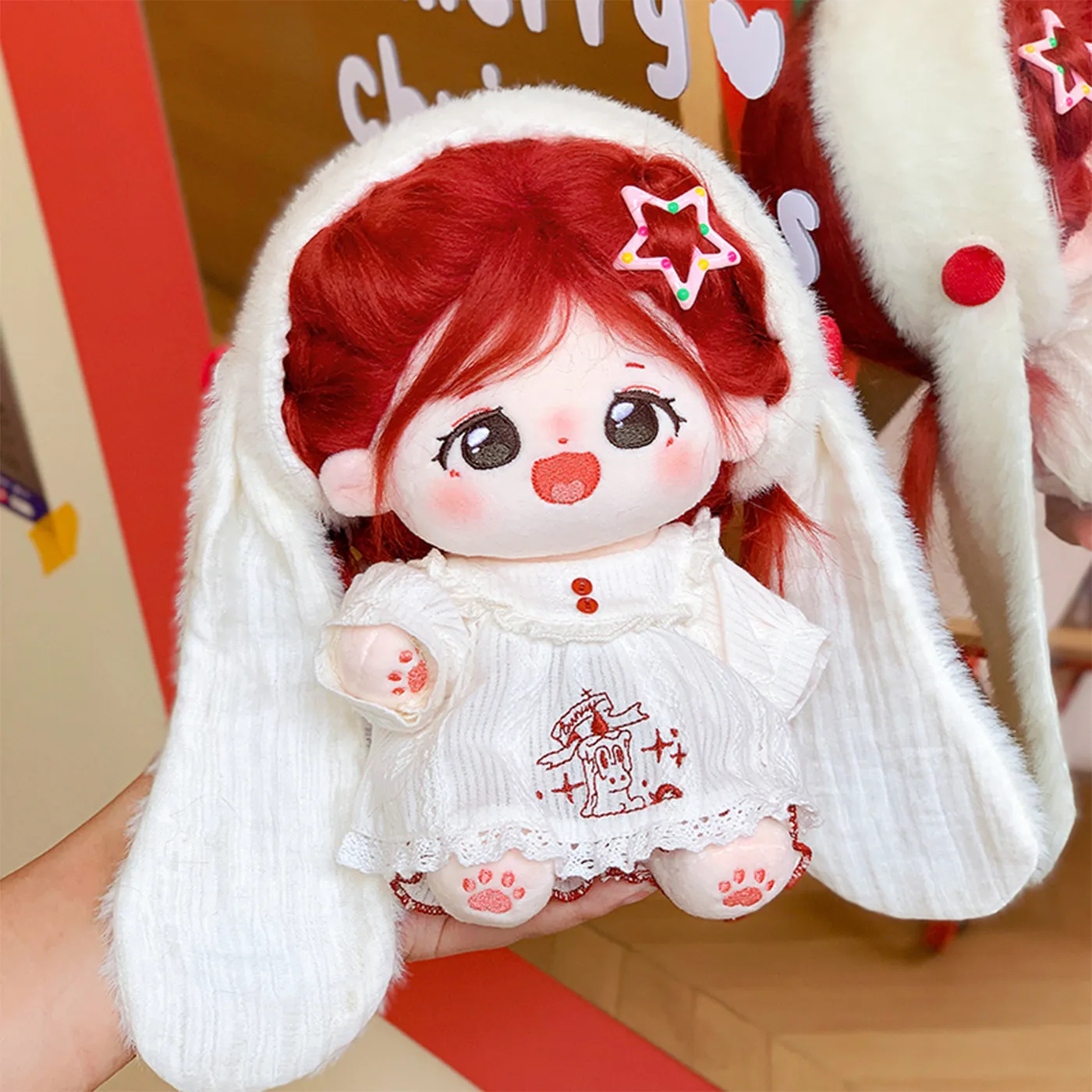 

Оригинальная плюшевая одежда для кукол 10 см, 20 см, 30 см: милая ночная рубашка с кроличьими ушками, кружевное платье, мягкая пижама для хлопковых кукол.