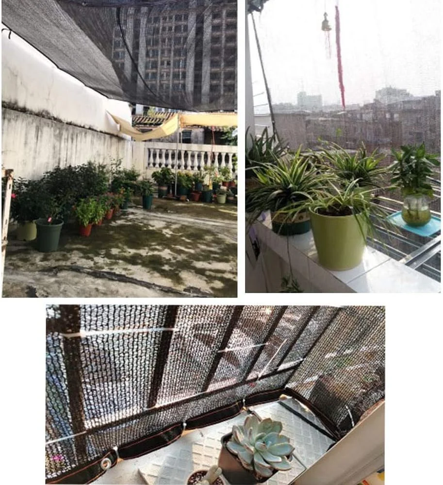 1 Peça de Tela de Sombreamento Preta com Borda Reforçada e Ilhoses, Rede Solar para Pérgulas, Plantas, Estufas, Jardins, Pátios e Coberturas