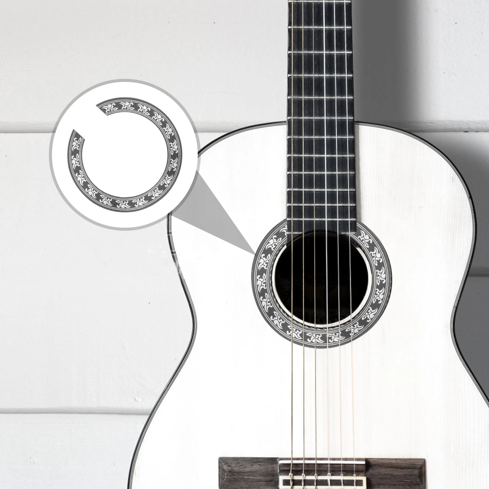 

2 Pcs Guitar Mouth Inlay Sticker Stickers Roses Musical Instrument Decorative Pvc