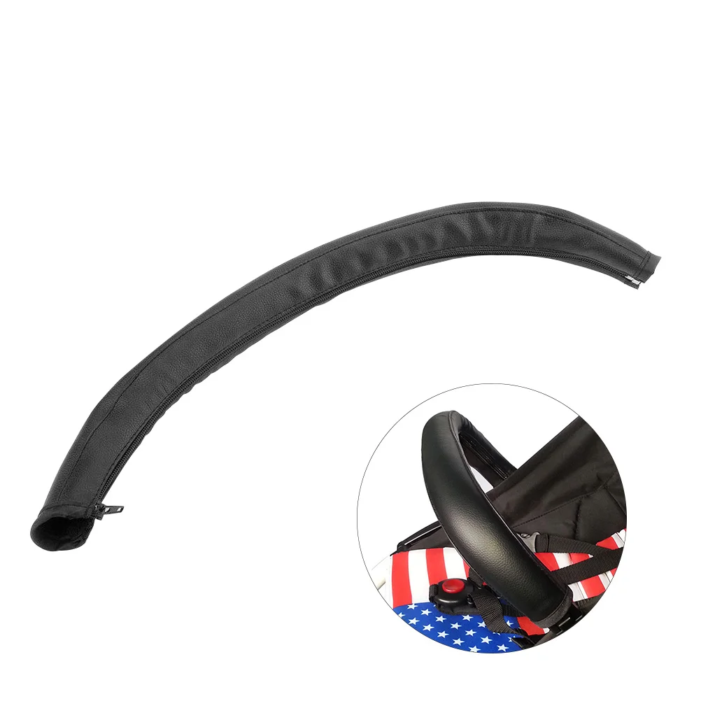 

Baby Stroller Armrest Cover Removable Zipper Black Durable Handrail Cover Sweat Absorption Protection for Pushchair