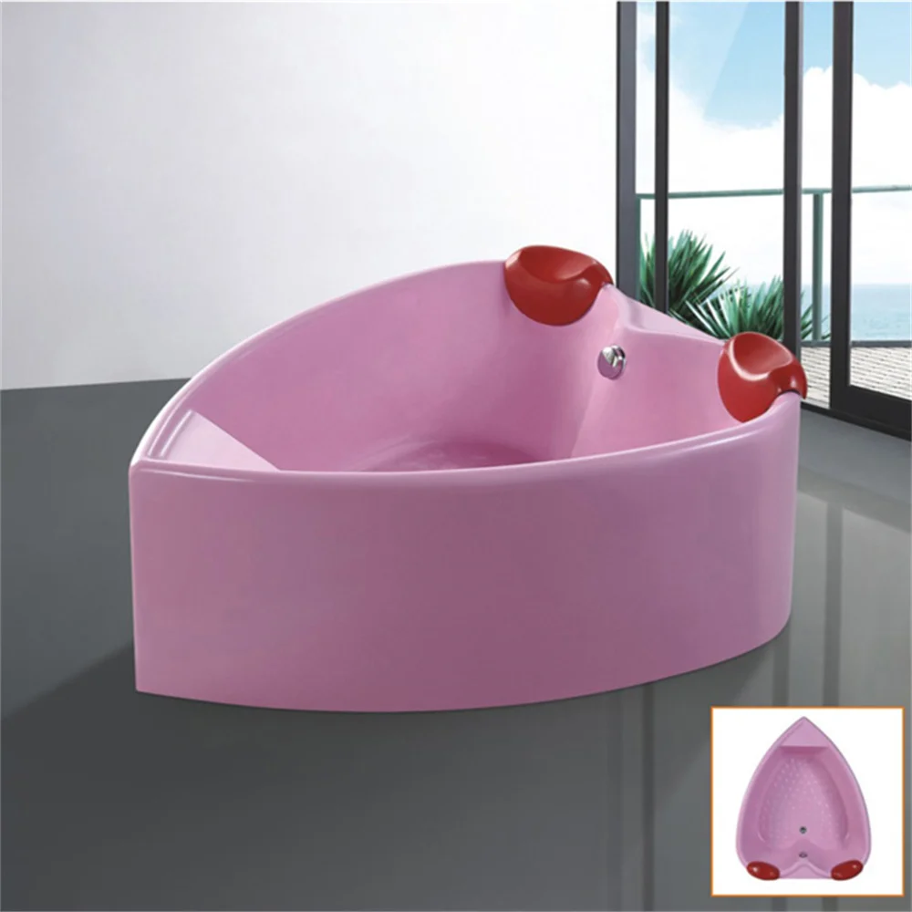 

Two Person Lovers Pink Colour Freestanding Heart Shape Acrylic Bathtubs