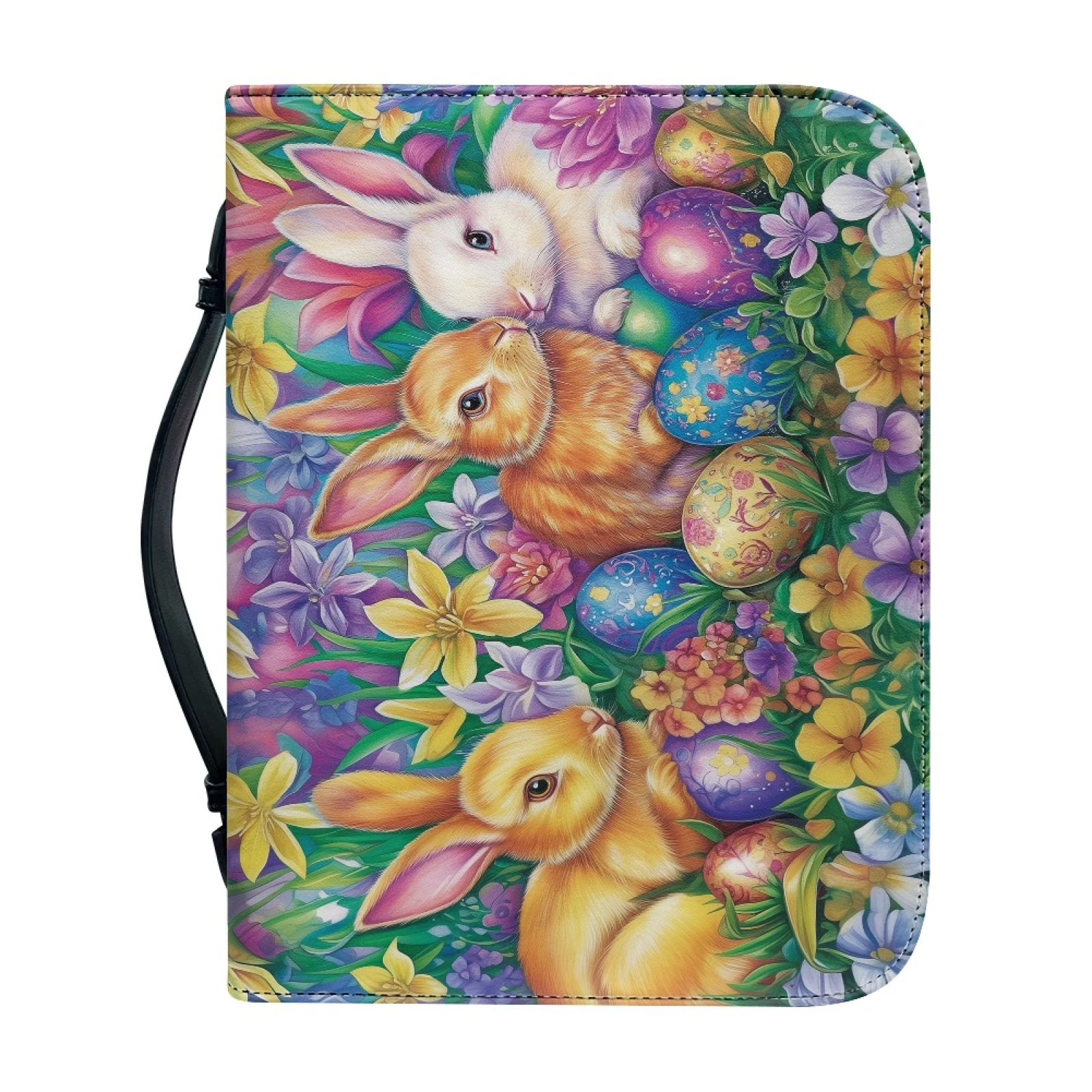 XIXIRIMIDO Easter Bunny 2026 Trending Bible Cover Case PU Leather Zipper Bible Carrying Book Case for Women