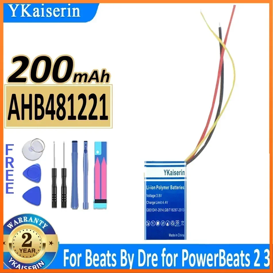 200mAh YKaiserin Battery AHB481221 for Beats By Dre for PowerBeats 2 3 Wireless Headset Batterie Warranty 2 Years + Track Code