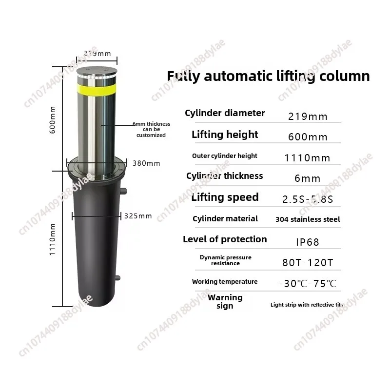 Automatic Hydraulic Stainless Steel Lifting Column Electric Remote Control Banking Mall Protection Equipment LED Reflective