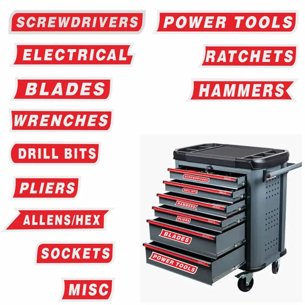 New PVC Magnetic Toolbox Labels Easy Identification Time-Saving Reusable Tags Tool Box Labels General Tool Box