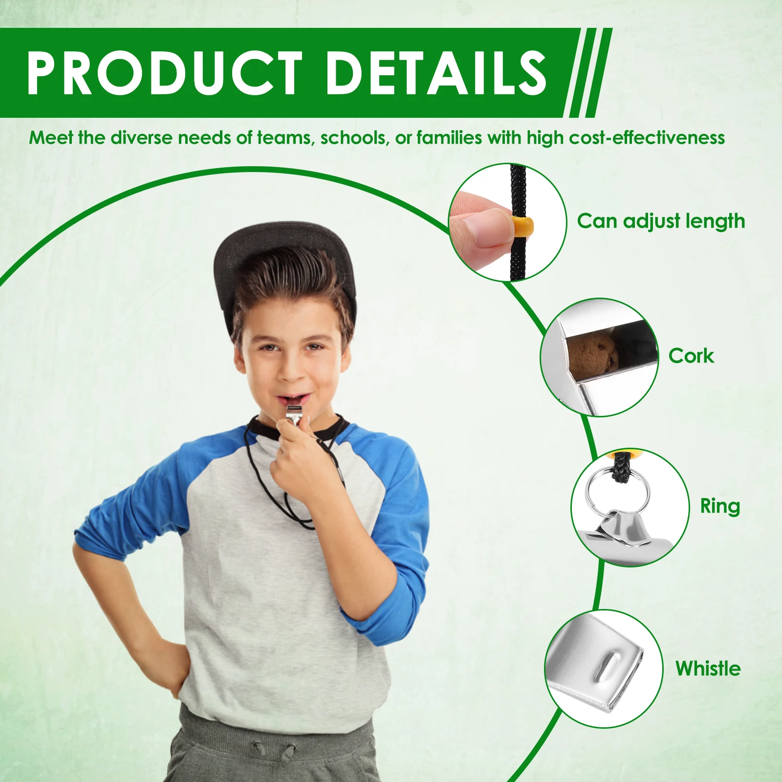 16Pcs Metal Whistle with Lanyard Referee Whistle Adjustable Length Loud Crisp Sound Whistle for Official Referee Police Teacher