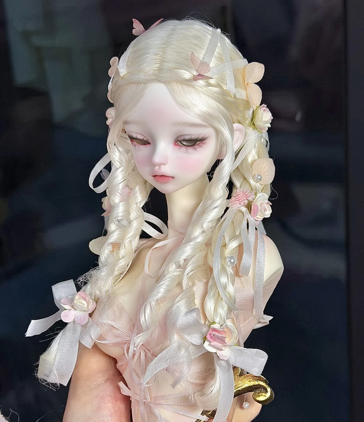 Wigs doll wig nimohair wig double twisted flower Identifier curly doll hair,  doll accessories 1/3 1/4 1/6 BJD wig free shipping