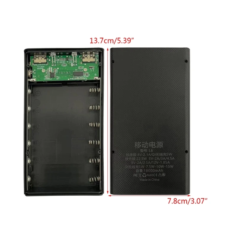 6x18650 Battery Holder Shells Power Bank Case Plastic Shells Charger Power Bank Shells Protectors DIY Box Soldering Free