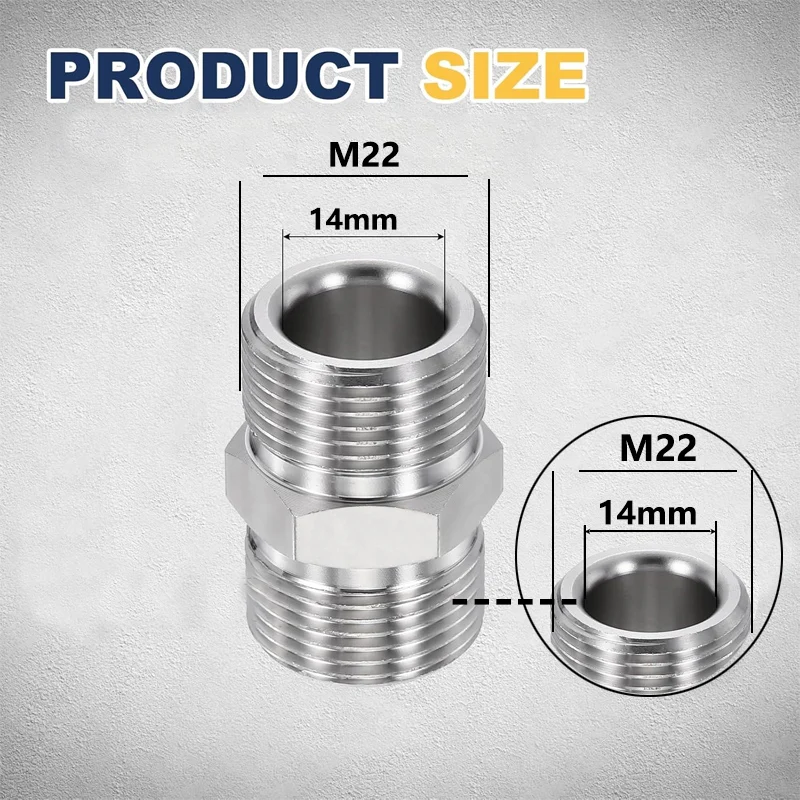 Pressure Washer Adapter, M22 14mm Male to M22 14mm Male Quick Connect Fittings for Pressure Power Washers Hose