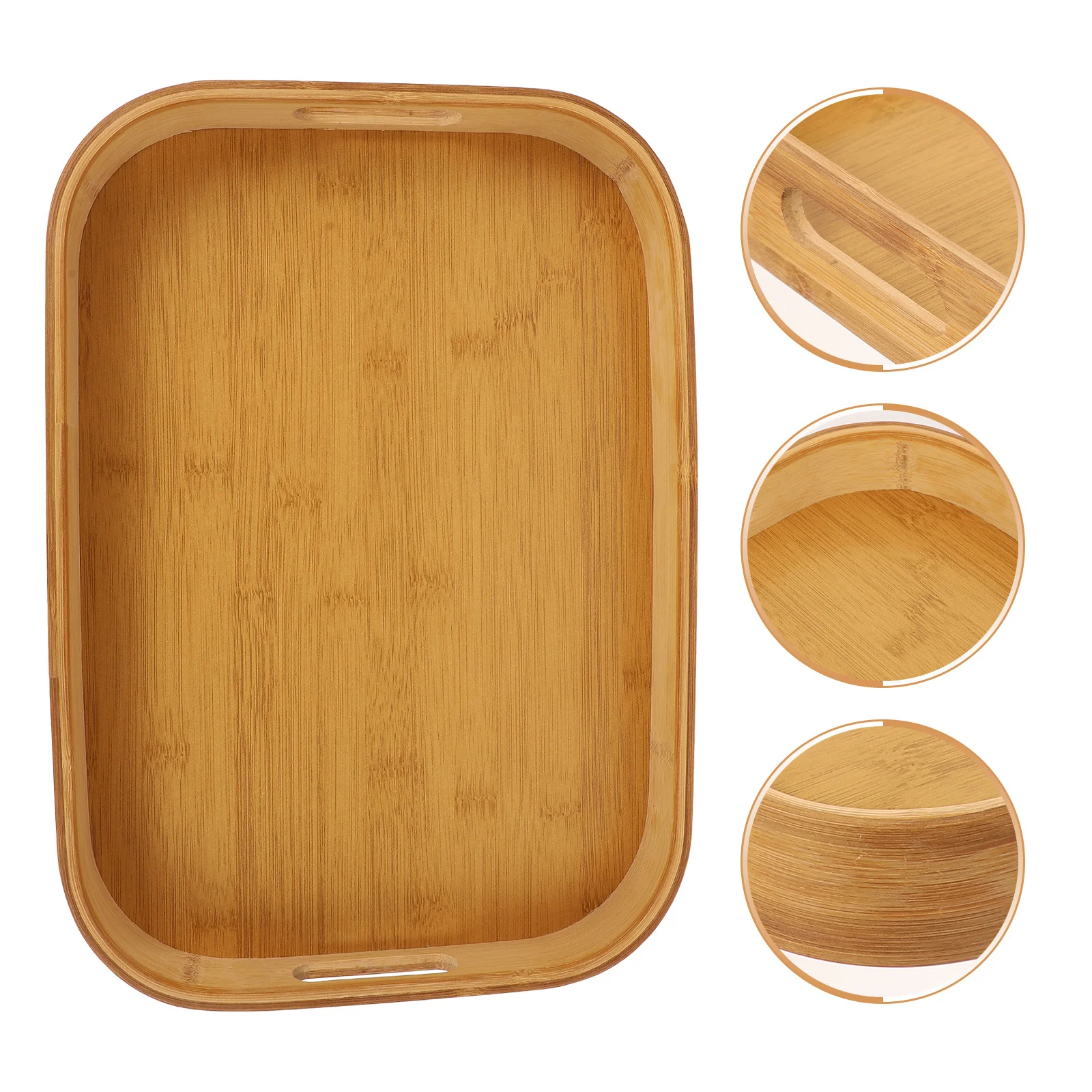 

1pc Bamboo Storage Tray Portable Lightweight Food Holder For Snack Fruit Dessert Serving Tea Art Coffee Bread Home Use