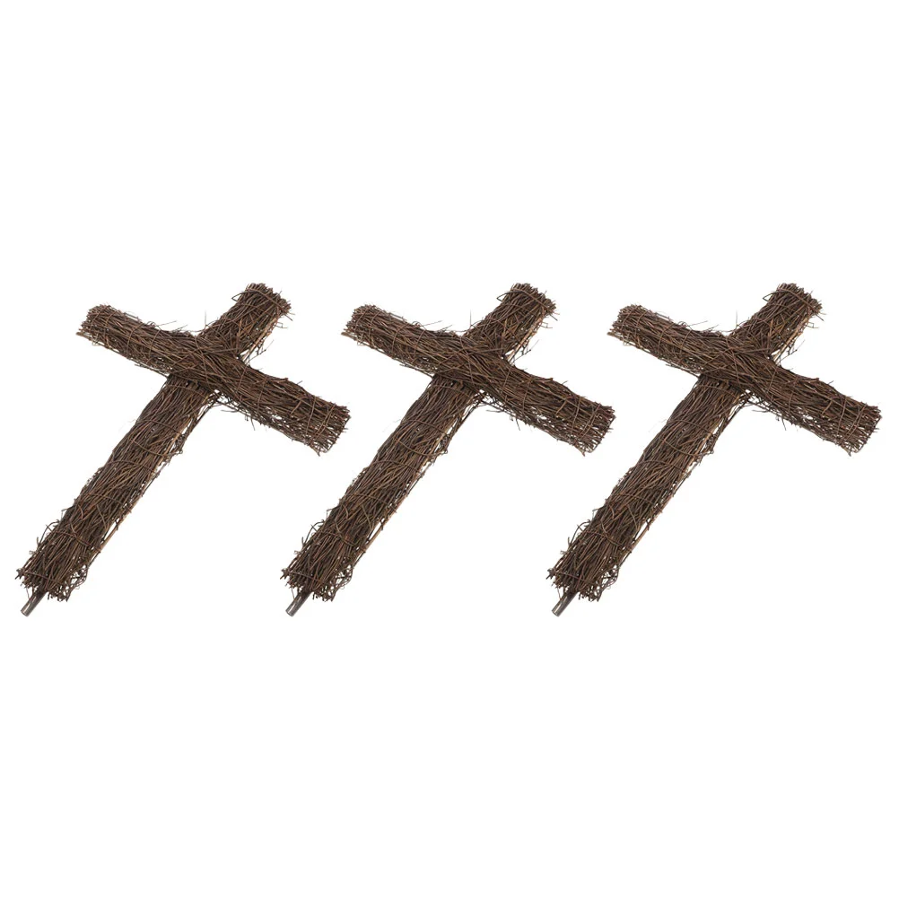 

3 Pcs Garlands Rattan Cross Christmas Decor Garden Material Decorations Wreaths