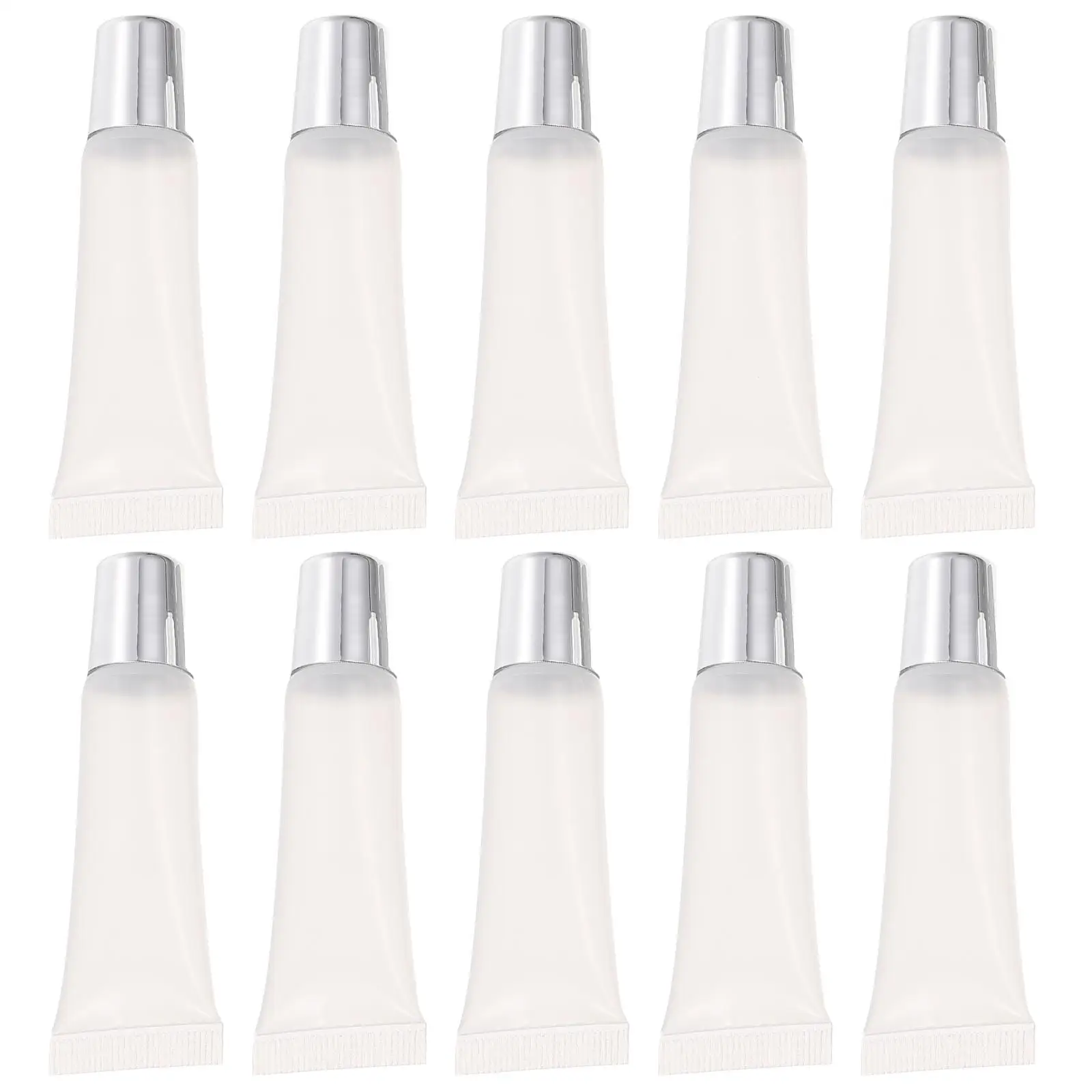 

10 Pcs Lip Gloss Empty Tube of Glaze Hose Bottles Glazes Tubes Small Lipstick DIY Silver Containers Refillable Travel