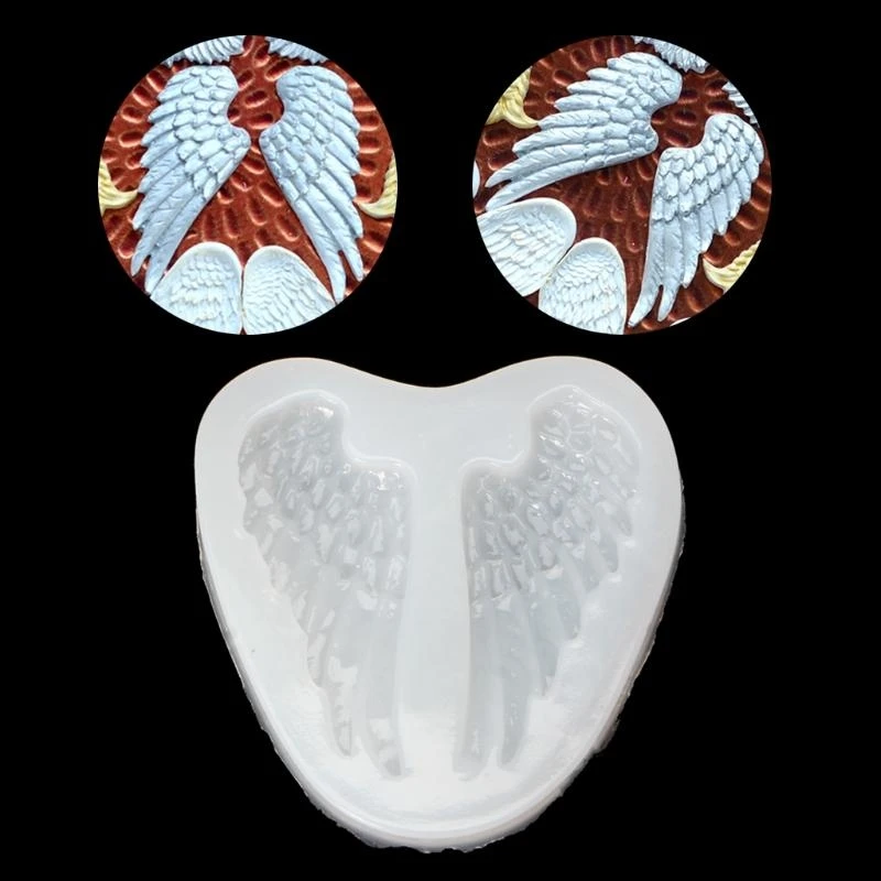 HX6F Earrings Mold Hanging Pendant Decoration Angel Wings Mirror Silicone Mold