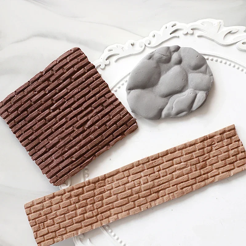 Mirosie Baking Cake Mold DIY Simulation Brick Wall Soil Stone Texture Pastoral Style Fondant Cake Decoration Baking Accessories