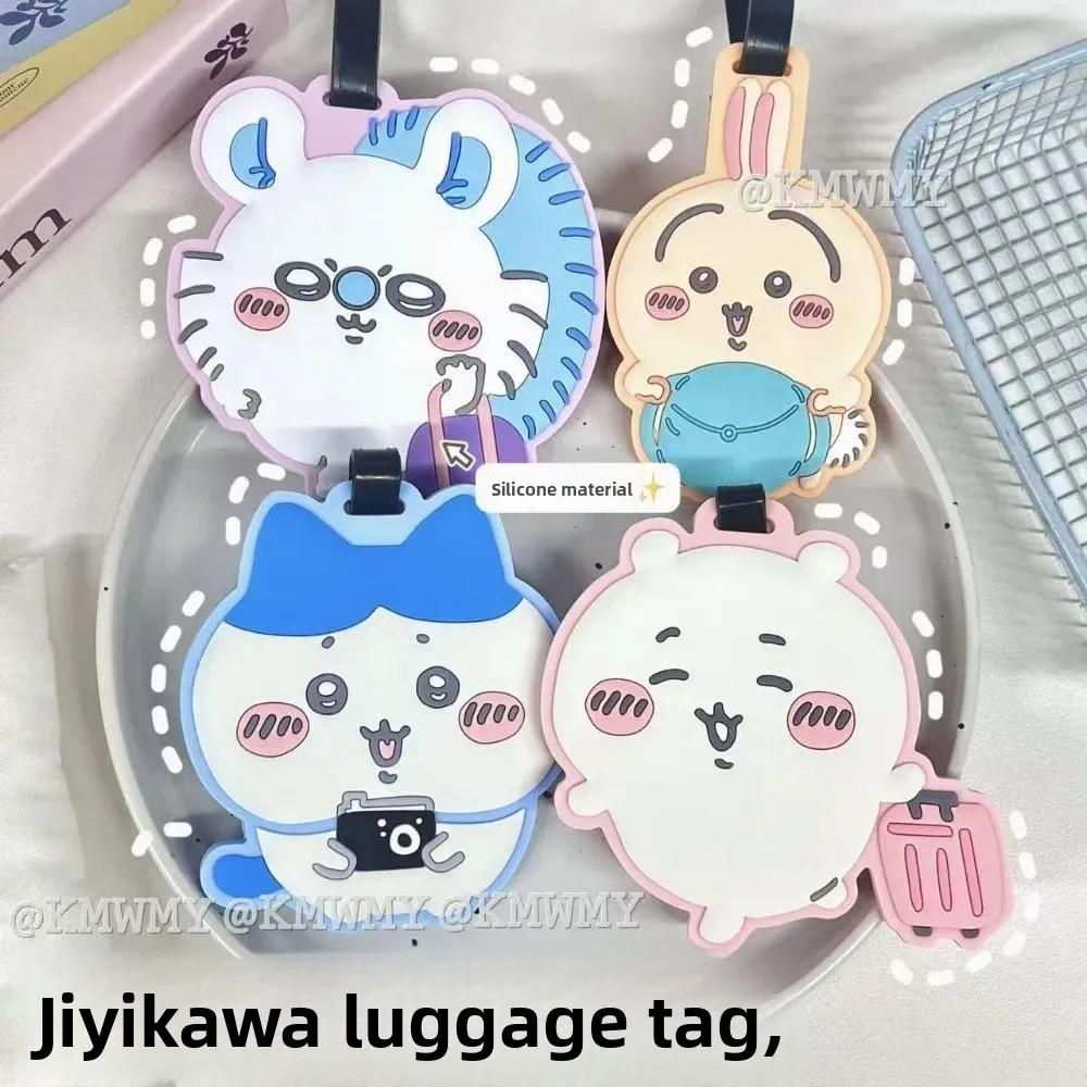 Etiqueta para equipaje Chiikawa, impermeable, para maletas de viaje, portátil, con identificación, etiqueta antirrobo para colgar en el equipaje, etiquetas de identificación para maletas de viaje.